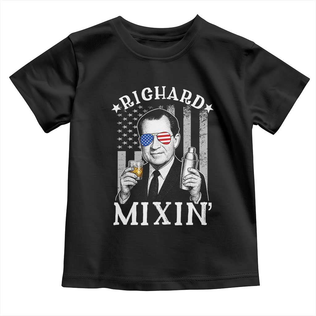 Funny 4th of July Toddler T Shirt Richard Mixin Patriotic Nixon Bartender American Flag TS10 Black Print Your Wear