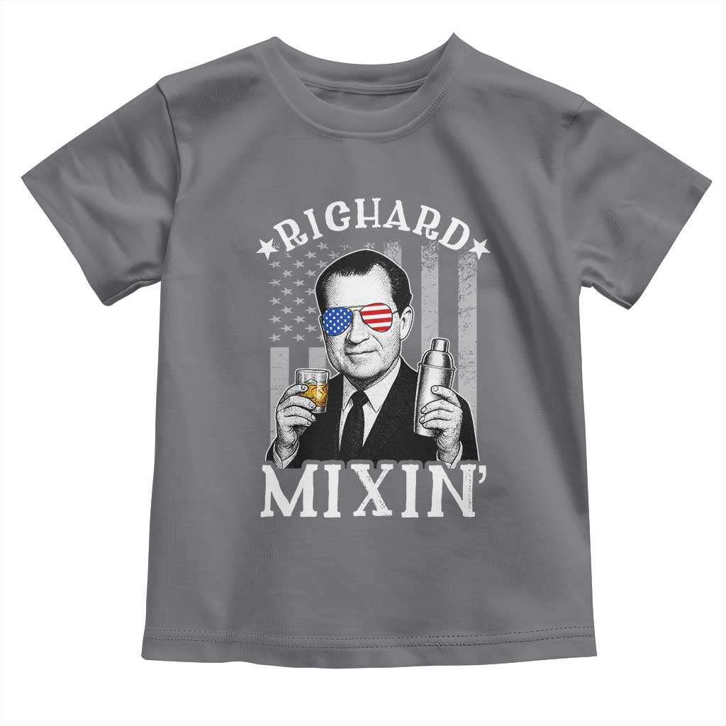 Funny 4th of July Toddler T Shirt Richard Mixin Patriotic Nixon Bartender American Flag TS10 Charcoal Print Your Wear