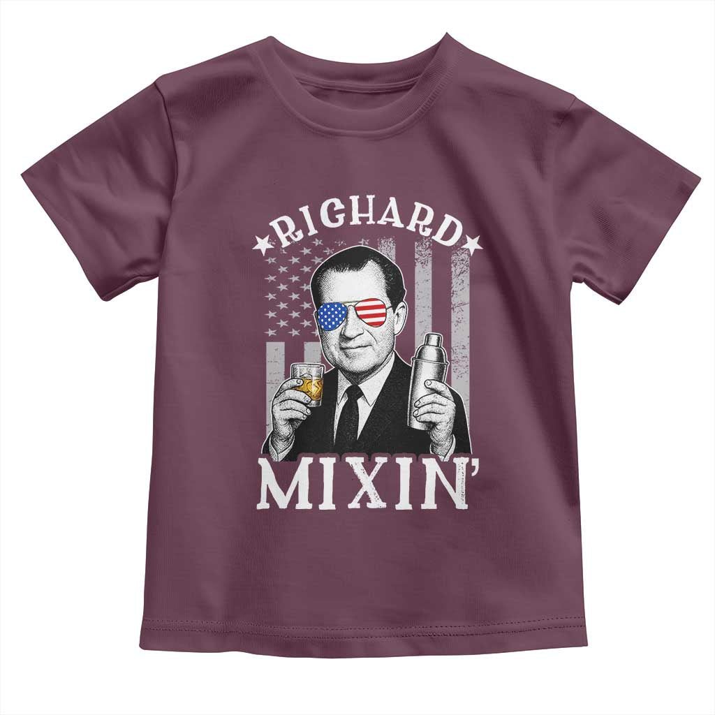 Funny 4th of July Toddler T Shirt Richard Mixin Patriotic Nixon Bartender American Flag TS10 Maroon Print Your Wear