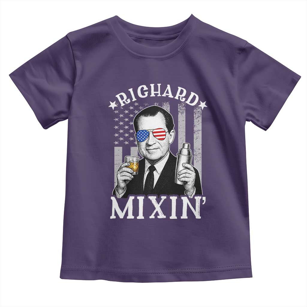 Funny 4th of July Toddler T Shirt Richard Mixin Patriotic Nixon Bartender American Flag TS10 Purple Print Your Wear