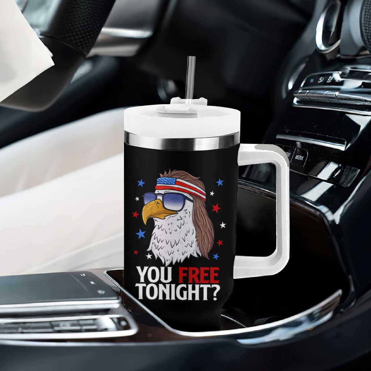 Funny 4th of July Tumbler With Handle Patriotic Bald Eagle You Free Tonight TS10 Print Your Wear
