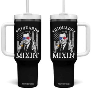 Funny 4th of July Tumbler With Handle Richard Mixin Patriotic Nixon Bartender American Flag TS10 One Size: 40 oz Black Print Your Wear