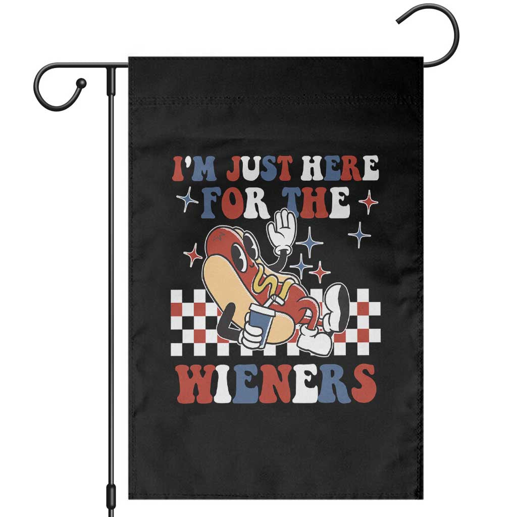 Funny 4th of July USA Party Garden Flag I'm Just Here For The Wieners Hot Dog Lover TS02 Black Print Your Wear