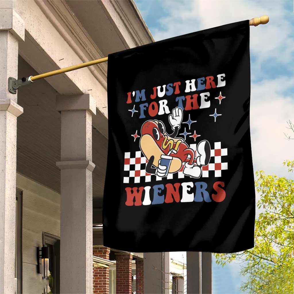 Funny 4th of July USA Party Garden Flag I'm Just Here For The Wieners Hot Dog Lover TS02 Print Your Wear