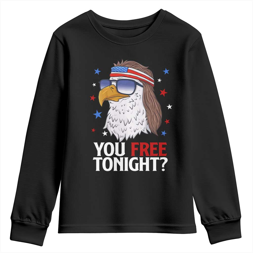 Funny 4th of July Youth Sweatshirt Patriotic Bald Eagle You Free Tonight TS10 Black Print Your Wear