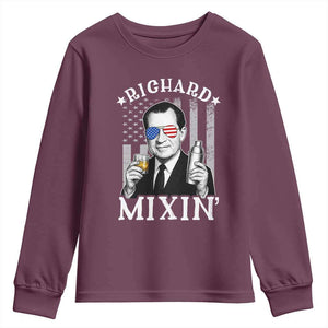 Funny 4th of July Youth Sweatshirt Richard Mixin Patriotic Nixon Bartender American Flag TS10 Maroon Print Your Wear