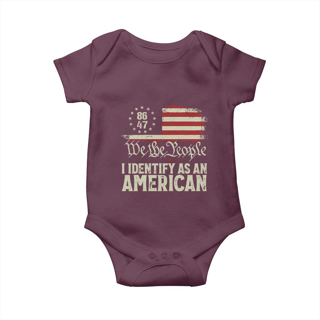 Funny 8647 I Identify As An American Baby Onesie American Flag TS11 Maroon Print Your Wear