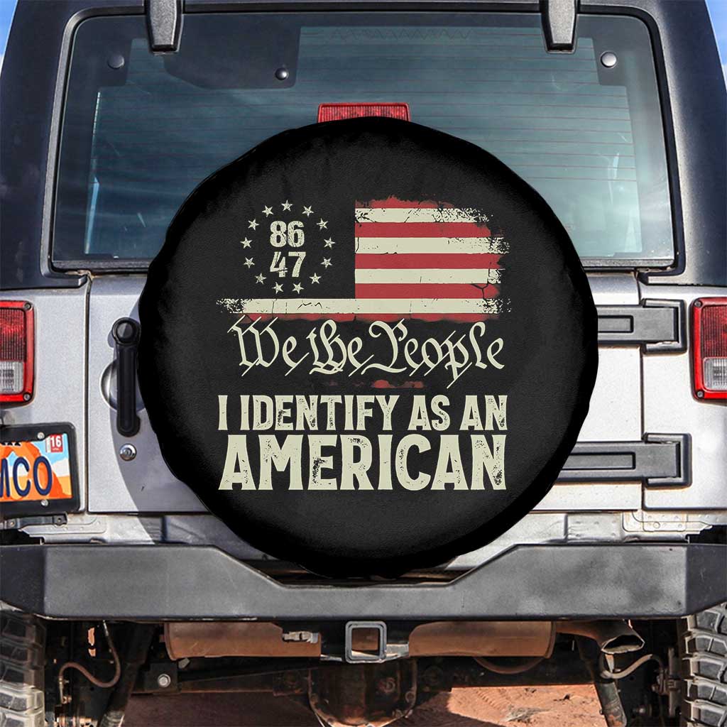 Funny 8647 I Identify As An American Spare Tire Cover American Flag TS11 No hole Black Print Your Wear