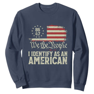 Funny 8647 I Identify As An American Sweatshirt American Flag TS11 Navy Print Your Wear