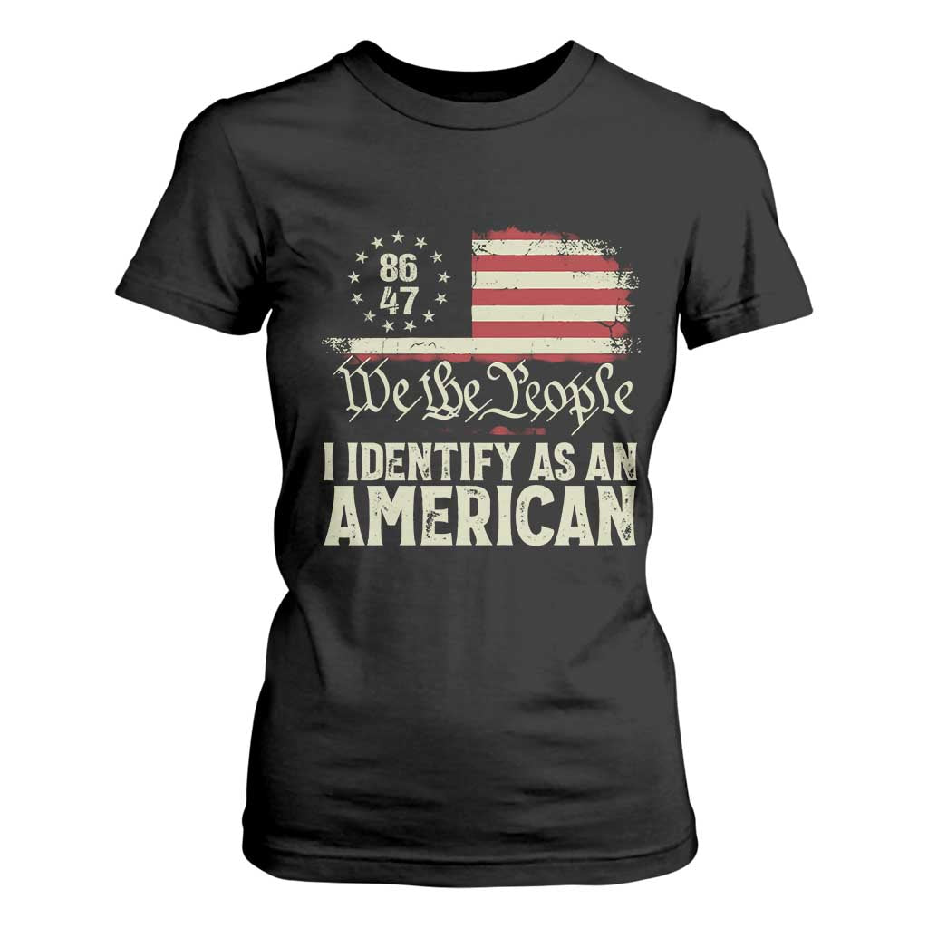 Funny 8647 I Identify As An American T Shirt For Women American Flag TS11 Black Print Your Wear
