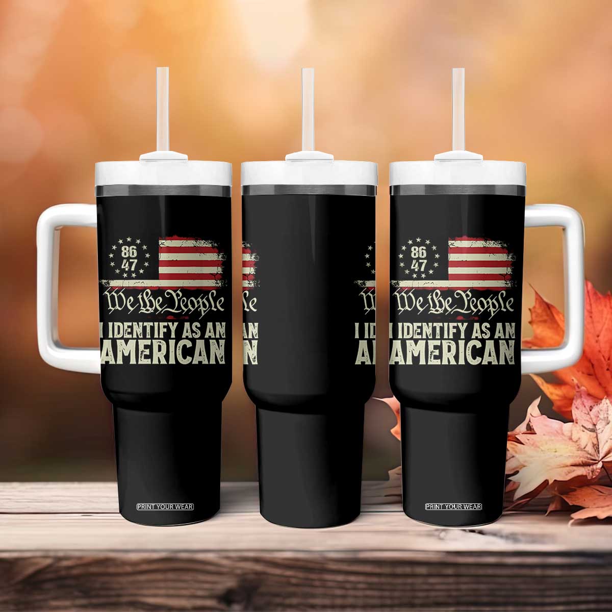 Funny 8647 I Identify As An American Tumbler With Handle American Flag TS11 Print Your Wear