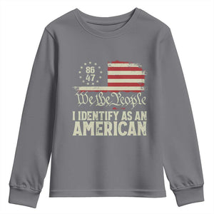 Funny 8647 I Identify As An American Youth Sweatshirt American Flag TS11 Charcoal Print Your Wear