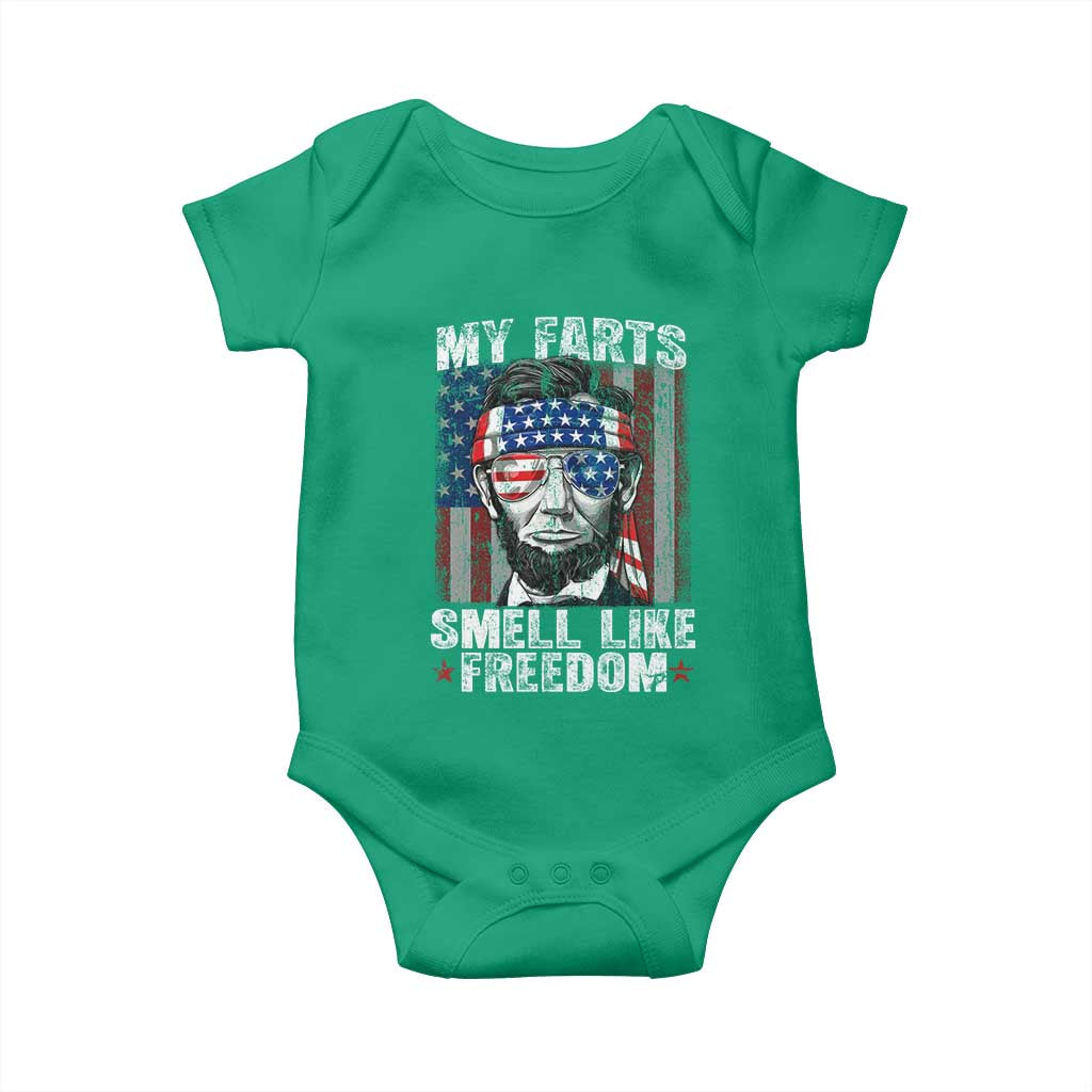 Funny Abe Lincoln 4th Of July Baby Onesie My Farts Smell Like Freedom American Flag TS10 Irish Green Print Your Wear