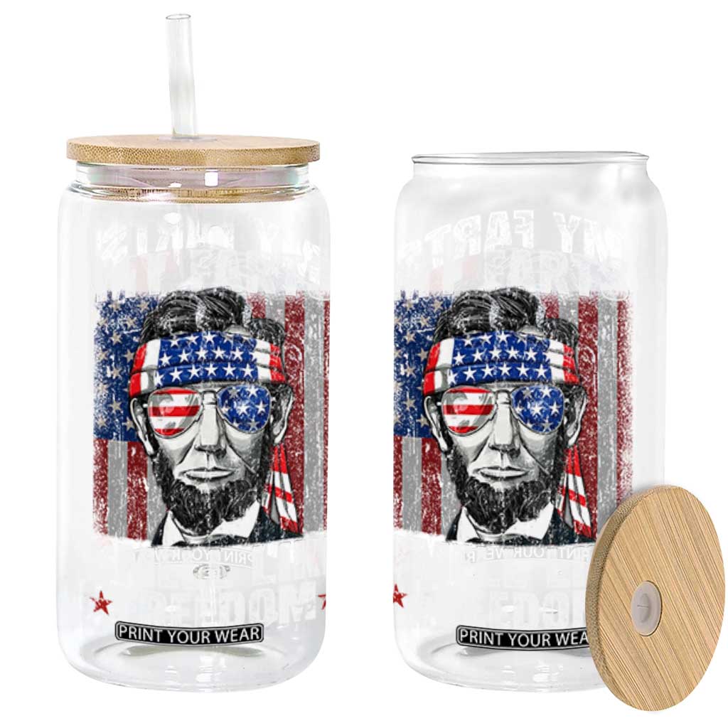 Funny Abe Lincoln 4th Of July Glass Can My Farts Smell Like Freedom American Flag TS10 Black Print Your Wear