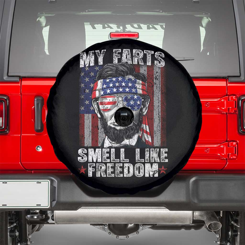 Funny Abe Lincoln 4th Of July Spare Tire Cover My Farts Smell Like Freedom American Flag TS10 Black Print Your Wear