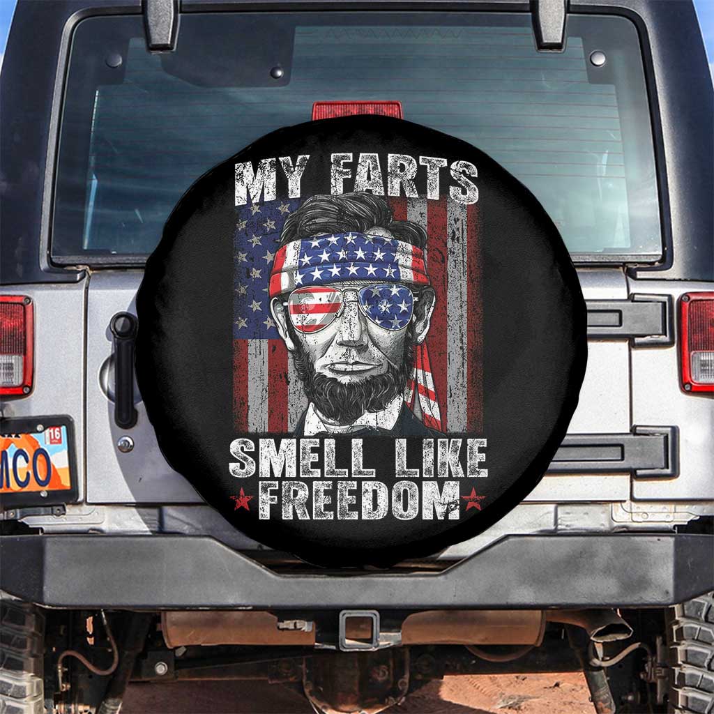 Funny Abe Lincoln 4th Of July Spare Tire Cover My Farts Smell Like Freedom American Flag TS10 No hole Black Print Your Wear