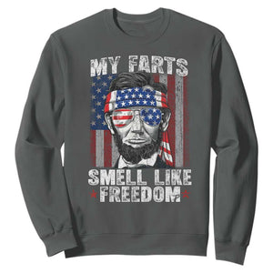 Funny Abe Lincoln 4th Of July Sweatshirt My Farts Smell Like Freedom American Flag TS10 Dark Heather Print Your Wear