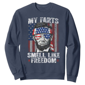 Funny Abe Lincoln 4th Of July Sweatshirt My Farts Smell Like Freedom American Flag TS10 Navy Print Your Wear
