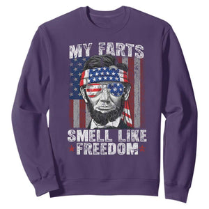 Funny Abe Lincoln 4th Of July Sweatshirt My Farts Smell Like Freedom American Flag TS10 Purple Print Your Wear
