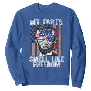 Funny Abe Lincoln 4th Of July Sweatshirt My Farts Smell Like Freedom American Flag TS10 Royal Blue Print Your Wear