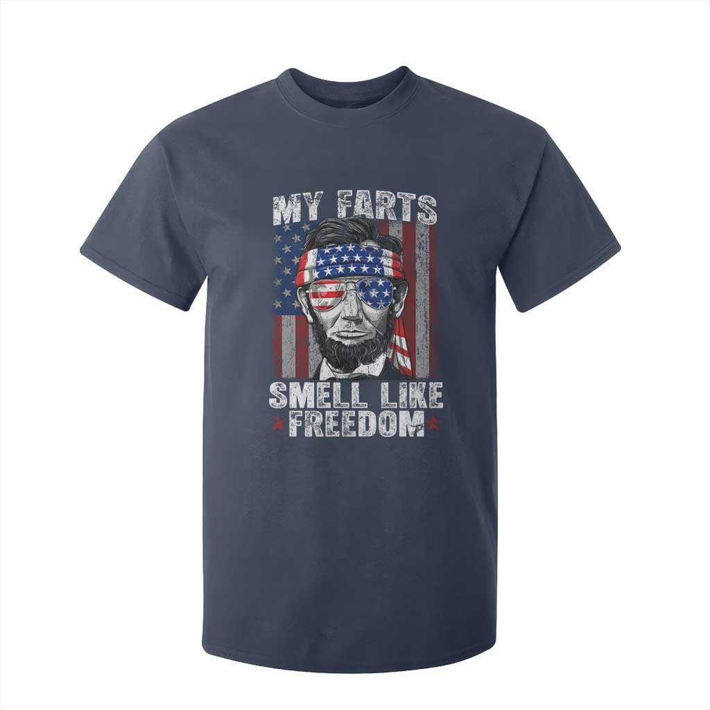 Funny Abe Lincoln 4th Of July T Shirt For Kid My Farts Smell Like Freedom American Flag TS10 Navy Print Your Wear