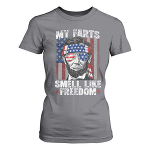 Funny Abe Lincoln 4th Of July T Shirt For Women My Farts Smell Like Freedom American Flag TS10 Charcoal Print Your Wear
