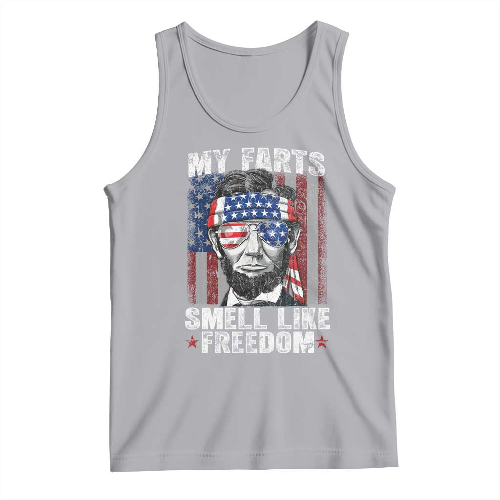Funny Abe Lincoln 4th Of July Tank Top My Farts Smell Like Freedom American Flag TS10 Athletic Heather Print Your Wear