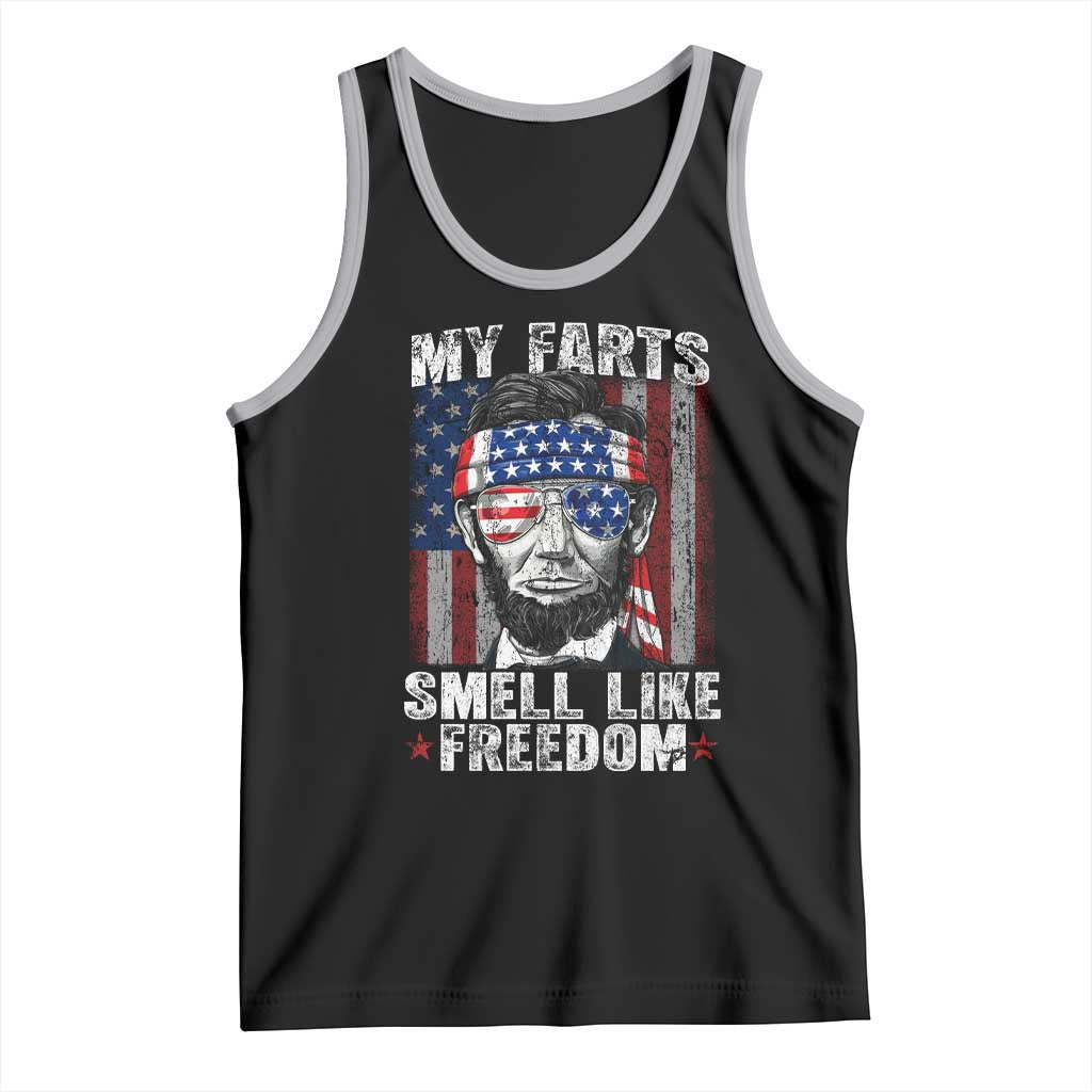 Funny Abe Lincoln 4th Of July Tank Top My Farts Smell Like Freedom American Flag TS10 Black Athletic Heather Print Your Wear