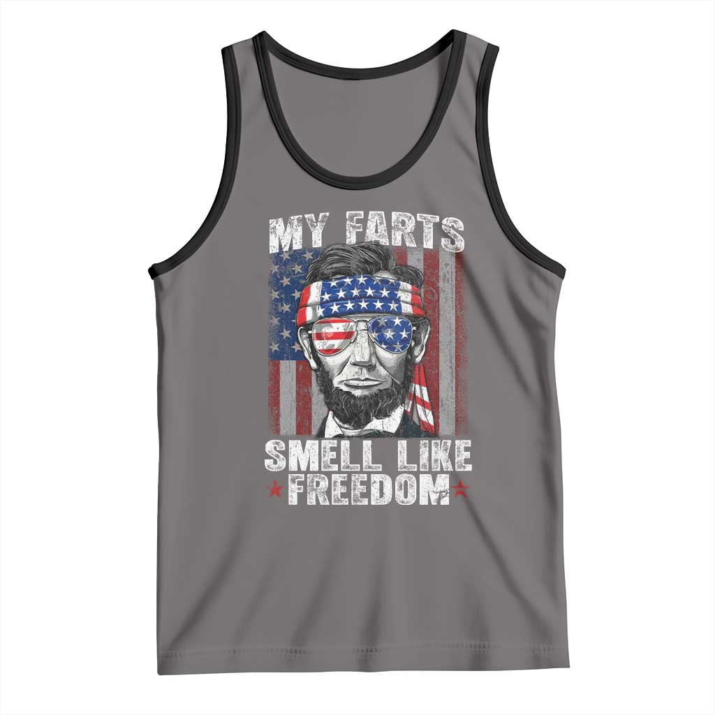 Funny Abe Lincoln 4th Of July Tank Top My Farts Smell Like Freedom American Flag TS10 Deep Heather Black Print Your Wear
