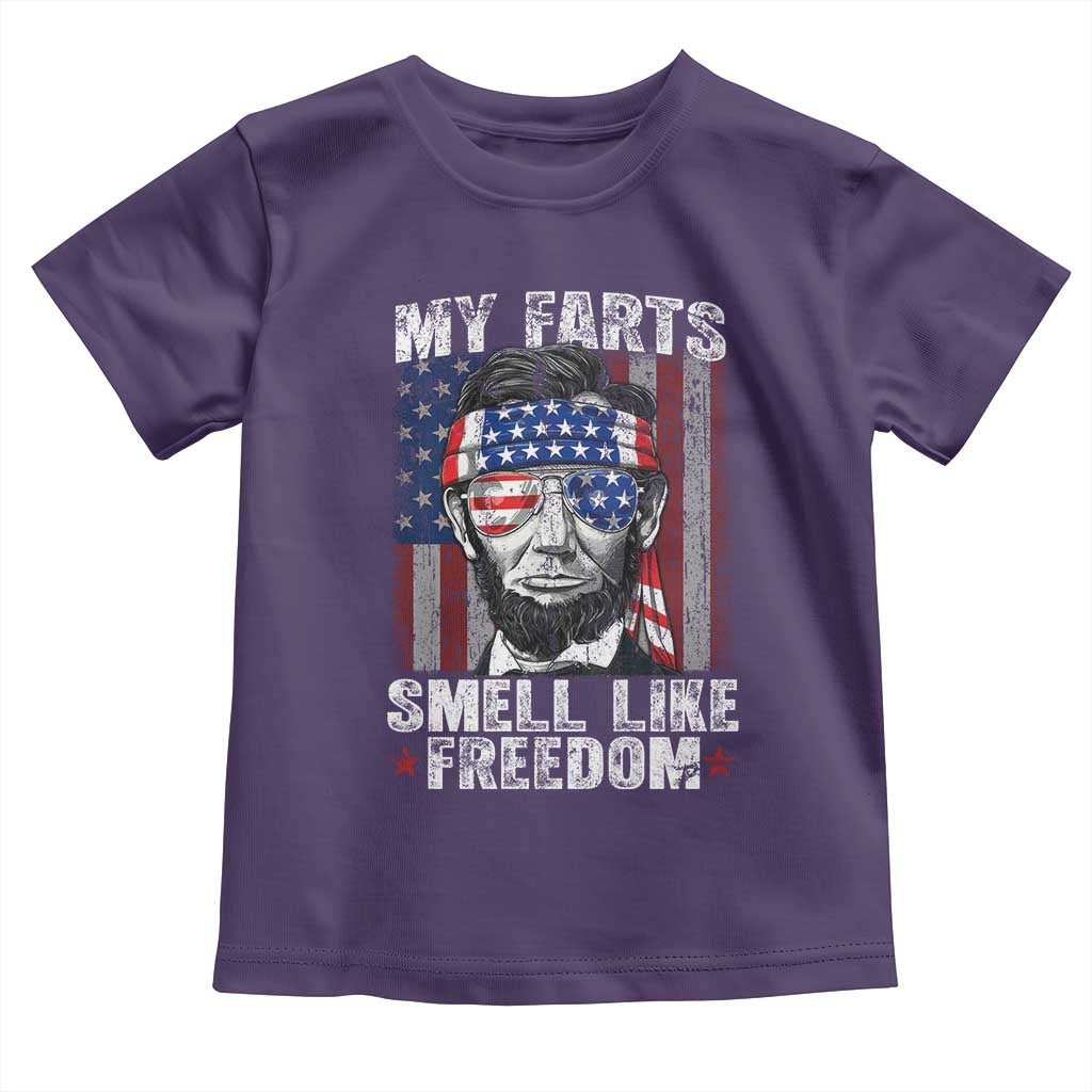 Funny Abe Lincoln 4th Of July Toddler T Shirt My Farts Smell Like Freedom American Flag TS10 Purple Print Your Wear