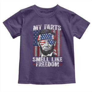 Funny Abe Lincoln 4th Of July Toddler T Shirt My Farts Smell Like Freedom American Flag TS10 Purple Print Your Wear