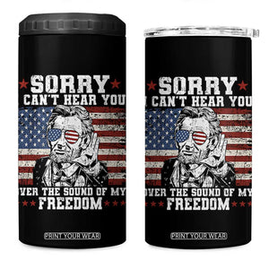 Funny Abraham Lincoln 4th Of July 4 in 1 Can Cooler Tumbler Sorry Cant Hear You Sound Of My Freedom American Flag TS10 One Size: 16 oz Black Print Your Wear