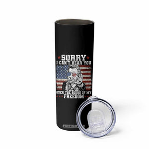 Funny Abraham Lincoln 4th Of July Skinny Tumbler Sorry Cant Hear You Sound Of My Freedom American Flag TS10 Print Your Wear