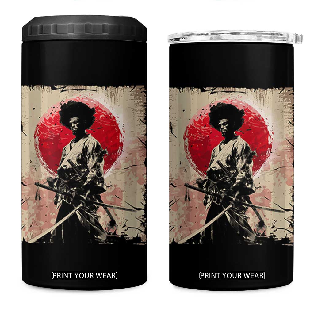 Funny African America Samurai 4 in 1 Can Cooler Tumbler Japanese Art Black Warrior Fighter TS11 One Size: 16 oz Black Print Your Wear