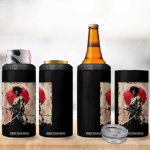 Funny African America Samurai 4 in 1 Can Cooler Tumbler Japanese Art Black Warrior Fighter TS11 Print Your Wear