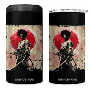 Funny African America Samurai 4 in 1 Can Cooler Tumbler Japanese Art Black Warrior Fighter TS11 One Size: 16 oz Black Print Your Wear