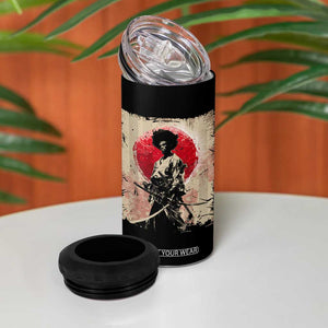 Funny African America Samurai 4 in 1 Can Cooler Tumbler Japanese Art Black Warrior Fighter TS11 Print Your Wear