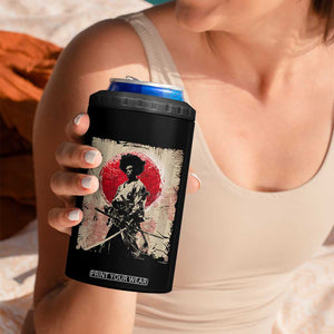 Funny African America Samurai 4 in 1 Can Cooler Tumbler Japanese Art Black Warrior Fighter TS11 Print Your Wear