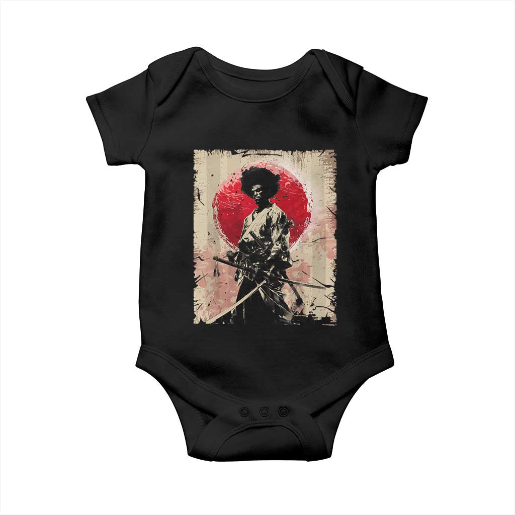 Funny African America Samurai Baby Onesie Japanese Art Black Warrior Fighter TS11 Black Print Your Wear