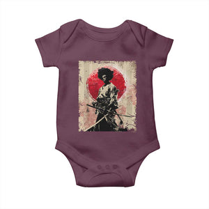 Funny African America Samurai Baby Onesie Japanese Art Black Warrior Fighter TS11 Maroon Print Your Wear