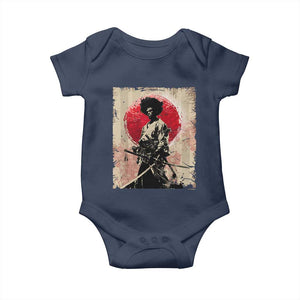 Funny African America Samurai Baby Onesie Japanese Art Black Warrior Fighter TS11 Navy Print Your Wear