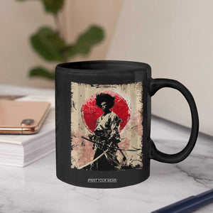 Funny African America Samurai Coffee Mug Japanese Art Black Warrior Fighter TS11 Print Your Wear