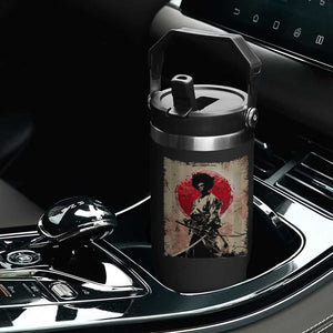 Funny African America Samurai Flip Straw Tumbler Japanese Art Black Warrior Fighter TS11 Print Your Wear