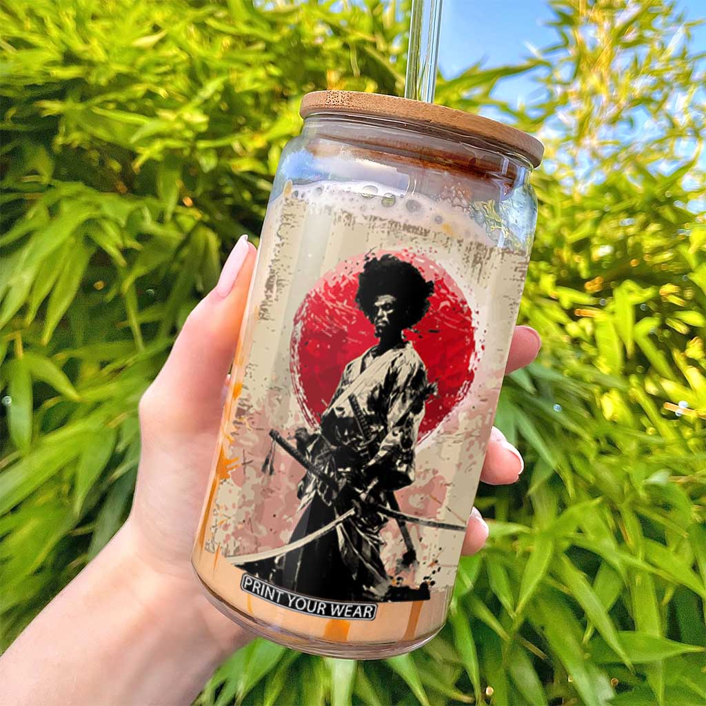 Funny African America Samurai Glass Can Japanese Art Black Warrior Fighter TS11 Print Your Wear