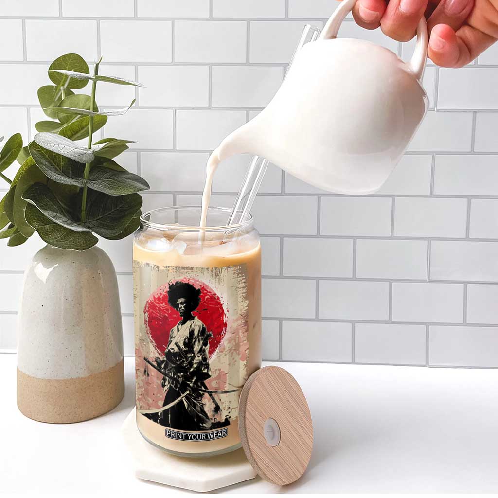 Funny African America Samurai Glass Can Japanese Art Black Warrior Fighter TS11 Print Your Wear