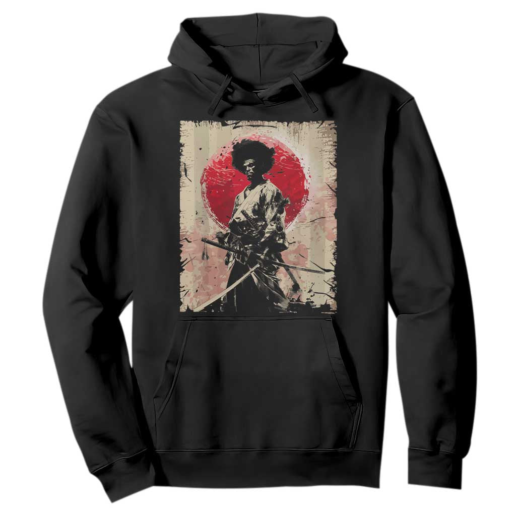 Funny African America Samurai Hoodie Japanese Art Black Warrior Fighter TS11 Black Print Your Wear