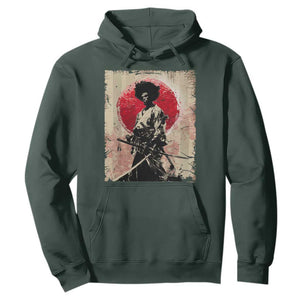 Funny African America Samurai Hoodie Japanese Art Black Warrior Fighter TS11 Dark Forest Green Print Your Wear