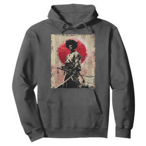 Funny African America Samurai Hoodie Japanese Art Black Warrior Fighter TS11 Dark Heather Print Your Wear