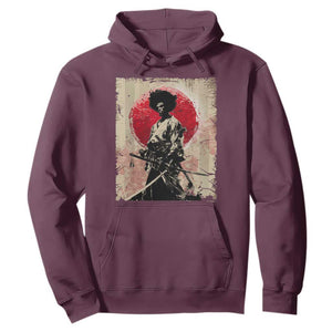 Funny African America Samurai Hoodie Japanese Art Black Warrior Fighter TS11 Maroon Print Your Wear