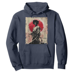 Funny African America Samurai Hoodie Japanese Art Black Warrior Fighter TS11 Navy Print Your Wear